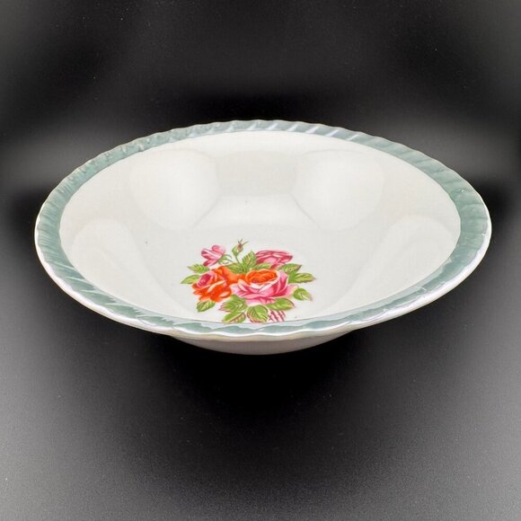 Vintage Yamatsu Japanese Soup Rice Bowl With Aqua Lusterware Trim - Picture 2 of 8